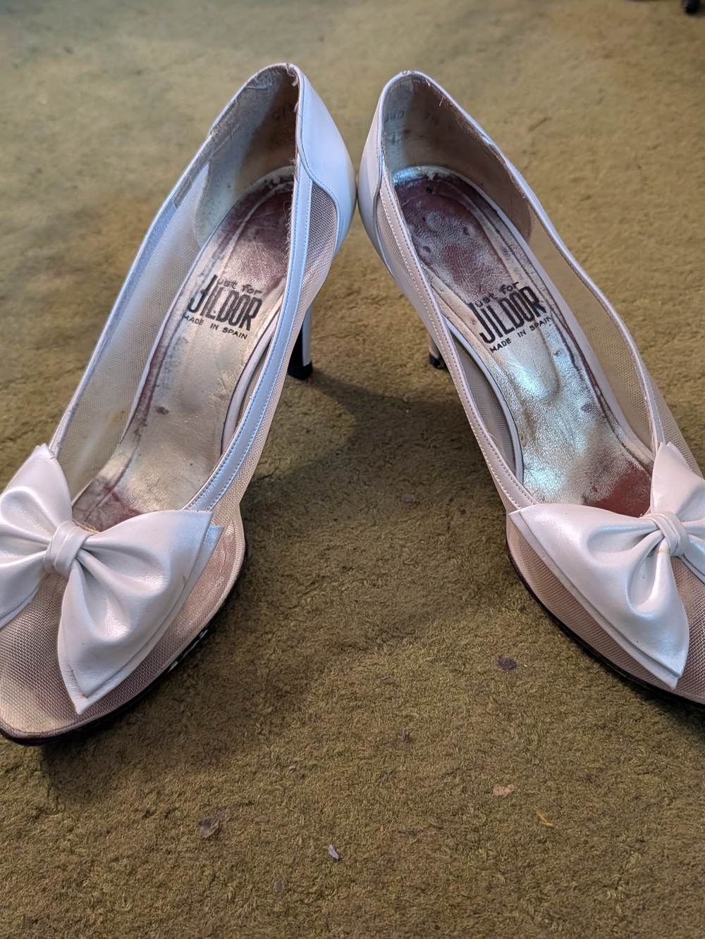 Women's White Bow Peep-Toe Heels